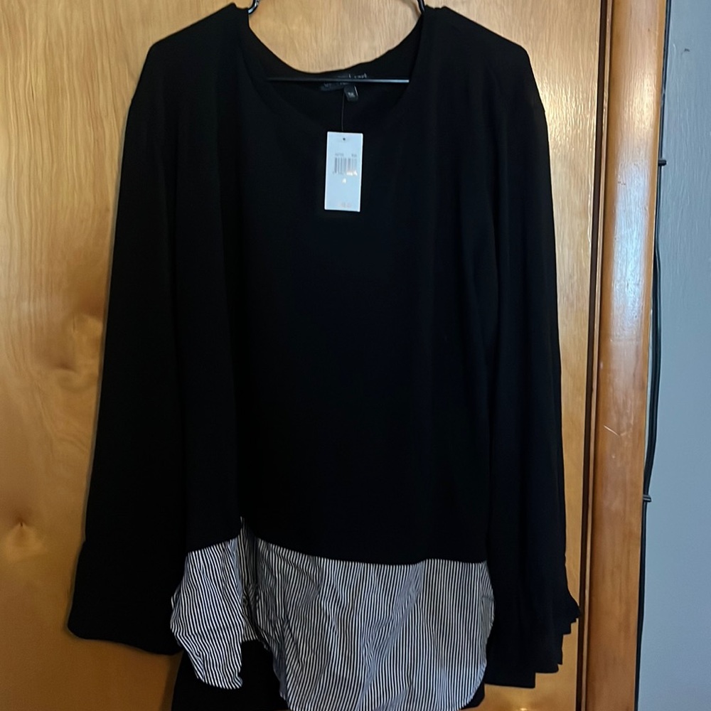 Black sweater with faux dress shirt 2X